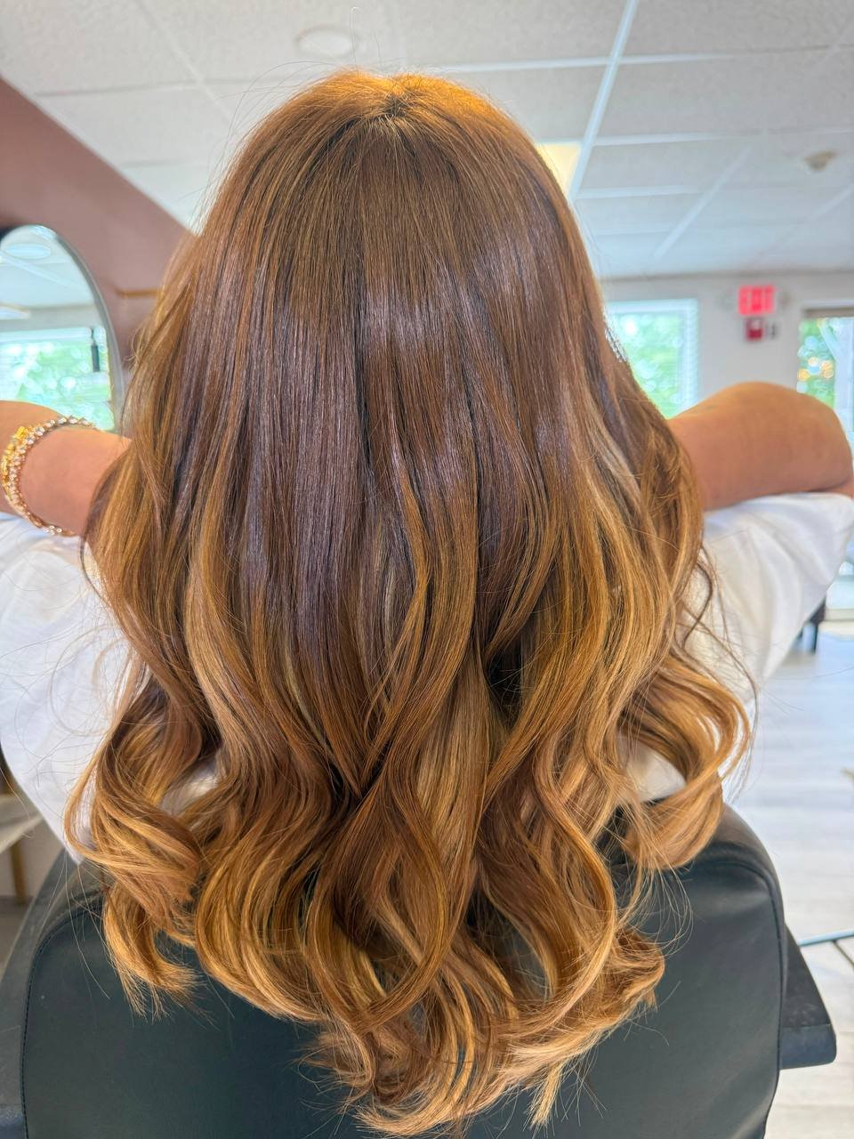 Hair transformation at Beauty Space, Dracut MA — caramel waves