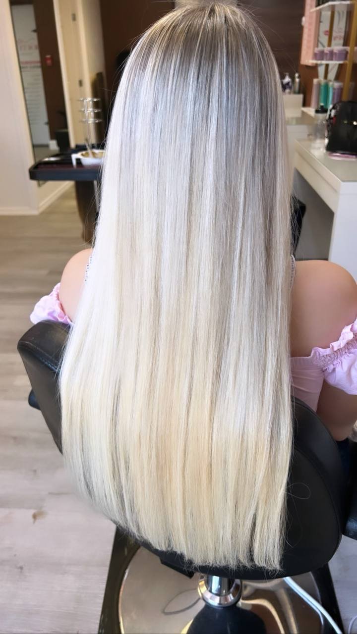 Hair transformation at Beauty Space, Dracut MA — platinum blonde